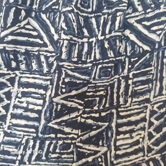 Clio 100% Silk Wide Leg Blue White Print Pull On Pant Sz M - Picture 10 of 16